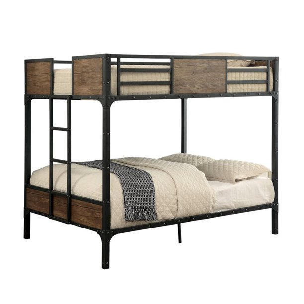 Furniture of America Baron Industrial Full over Full Metal Bunk Bed in