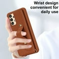 thumbnail image 3 of ELEHOLD Samsung Galaxy A13 4G Wallet Case, Flip Card Slots Magnetic Button Kickstand Function Non-Slip Wristband Crossbody Shoulder Strap for Samsung Galaxy A13 4G Fashion Leather Case,Brown, 3 of 7