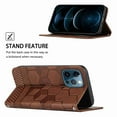 thumbnail image 4 of Dteck Wallet Case for iPhone 12 Pro / iPhone 12, Patterned Embossed Premium TPU Leather Shockproof with Card Sleeve Magnetic Folio Flip Phone Cover,Brown, 4 of 5