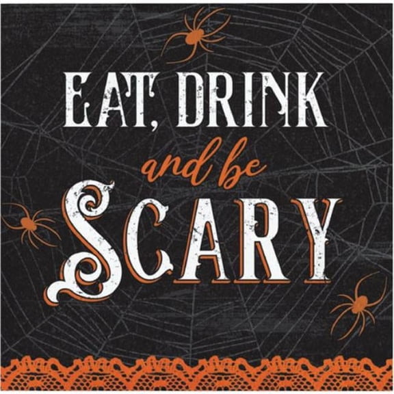 Wicked Halloween Webs Eat Drink and Be Scary Paper Beverage Napkins 16 Per Pack
