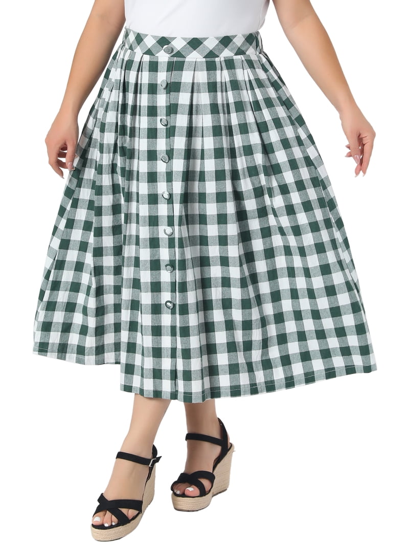 Agnes Orinda Women's Plus Size School College Plaid Skirt Vintage