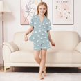 thumbnail image 6 of FORMRS Kids Short Sleeve Top and Pants Pajama Set Unisex Satin 2-Piece Sleepwear, Sizes 5-6Y, Simple Sheep Pattern, 6 of 8