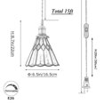 thumbnail image 4 of FSLiving Remote Control Hanging Pendant Light with 15ft Plug-in UL Cord Brass Finished E26 Socket Tiffany Macaron Cone Glass Lamp Dimmable Color Changing Timing Lamp for Dining Table - 1 Light, 4 of 10