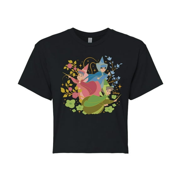 Disney Princess - Sleeping Beauty - Flora Fauna And Merryweather - Junior's Cropped T-Shirt