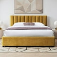 thumbnail image 5 of Omax Decor Jaxon Fabric Upholstered Platform Queen Bed in Gold, 5 of 7