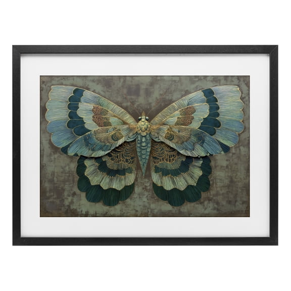 Stupell Industries Golden Jewel Butterfly Black Framed Print Under Glass, design by Petal Prints Design