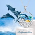 thumbnail image 6 of CACA LADY Dolphin Gifts for Women 925 Sterling Silver Dolphin Palm Tree Necklace Pendant with Blue Crystal Hawaiian Beach Themes Ocean Wave Jewelry Gifts for Women, 6 of 6