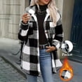 thumbnail image 4 of Casual Plaid Fuzzy Jackets for Women Collared Button Front Long Sleeve Oversized Loose Fit Outerwear, 4 of 9