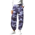 thumbnail image 2 of Karymi Linen&nbsp;Pants&nbsp;Women Camo Printed Joggers, Elastic Drawstring Waist Sweatpants with Hand Pockets, Elastic Cuffed Ankle Daily Sports Pants, 2 of 9