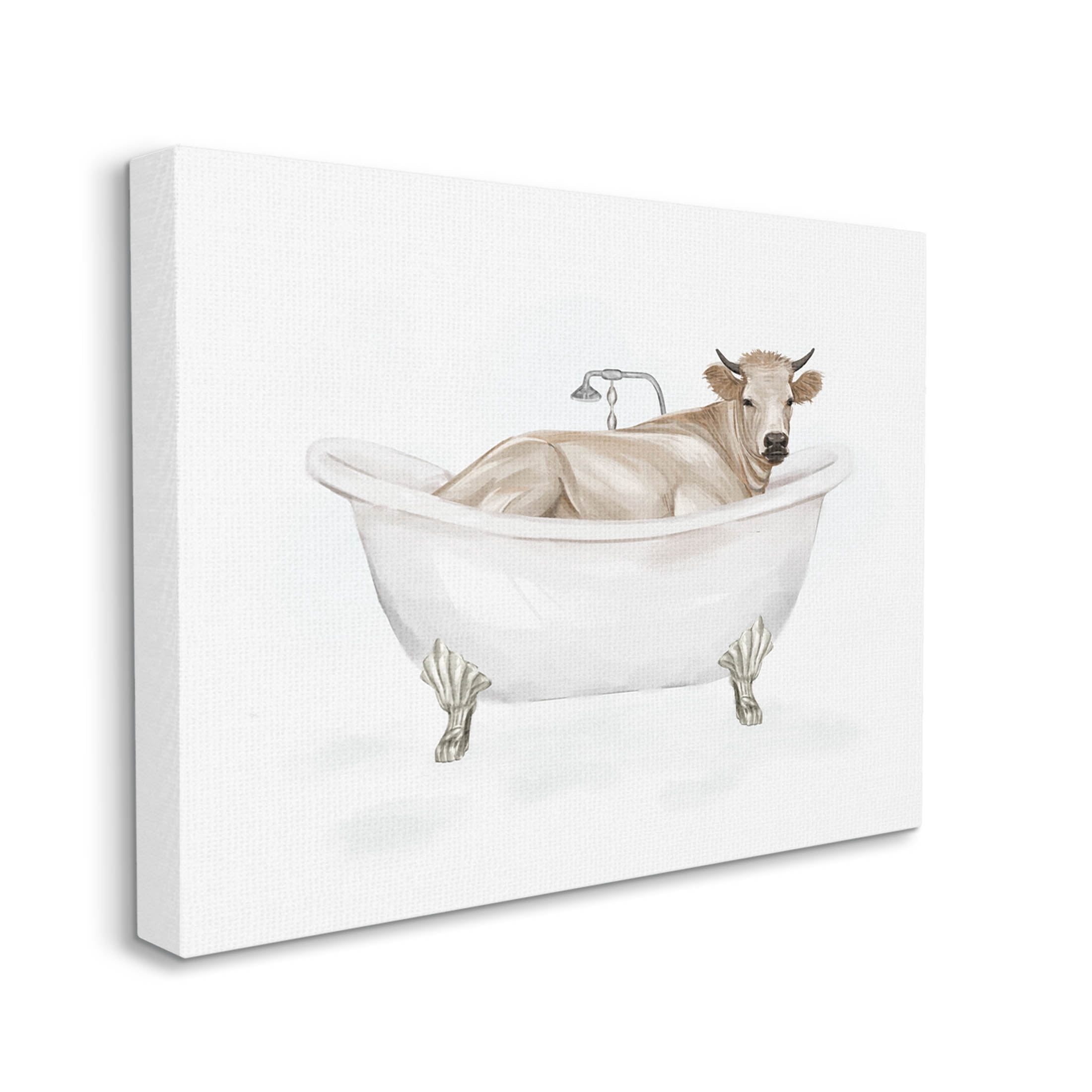 Farm Cow Bathing Tub Animal Animals & Insects Graphic Art Gallery Wrapped Canvas Print Wall Art