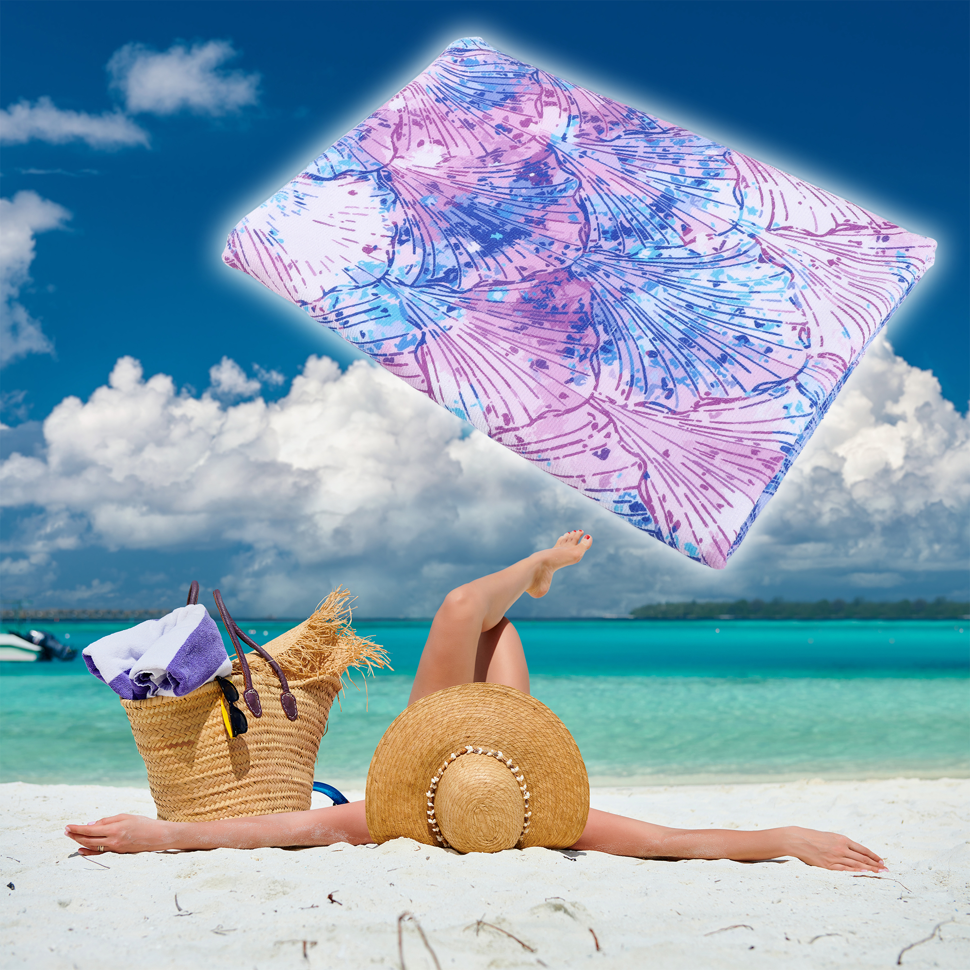 Unique Bargains Soft Absorbent Beach Towel Purple 59"x30" for Beach 1 Pc