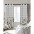 thumbnail image 3 of Yellow Flower Blackout Curtains, Light Blocking Print Window Curtains, Country Eucalyptus Lavender Daisy Plaid Grey Thermal Insulated Window Drapes for Living Room 2 Panels, 84"W x 84"L, 3 of 9