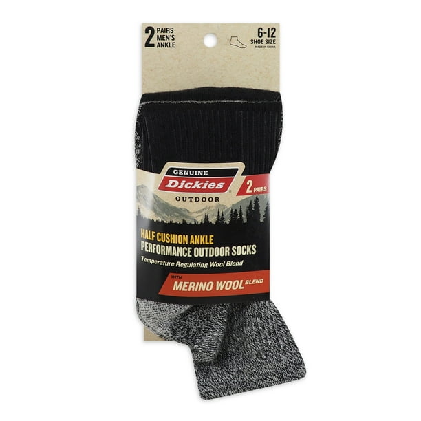 Dickies Mens Outdoor Wool Quarter Socks, 2Pack