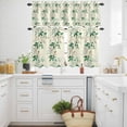 thumbnail image 3 of Rustic Leaves Berry on Beige Curtain Tier and Valance Set 3 Piece, Watercolor Botanical Plant Leaf 3-inch Rod Pocket Window Tier Curtains Valance for Kitchen Living Room, 3 of 9