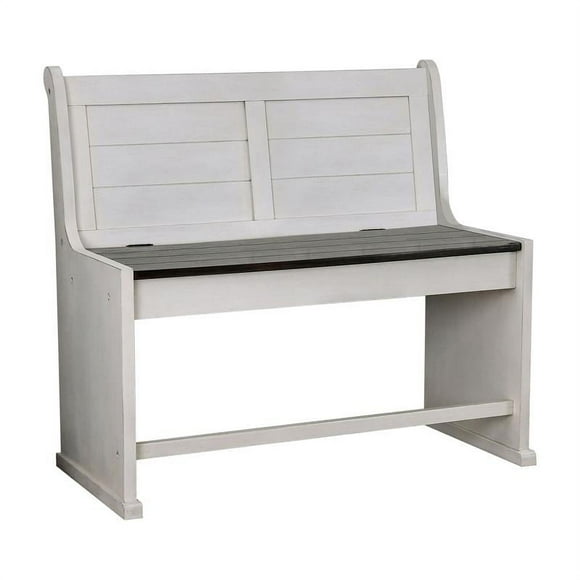 Furniture of America Chester Rustic Wood Storage Counter Height Bench in White