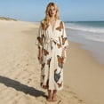 thumbnail image 2 of XIAONU Floral-Print Kimono-Style Maxi Robe for Women Wide-Sleeve Elegant Wrap-Front Bedtime Nightwear, 2 of 5