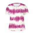 thumbnail image 4 of DeHolifer Womens T Shirt V Neck Short Sleeve Tie-Dye Printed Tee Tops Loose Casual Fashion Blouse Tops Hot Pink M, 4 of 4