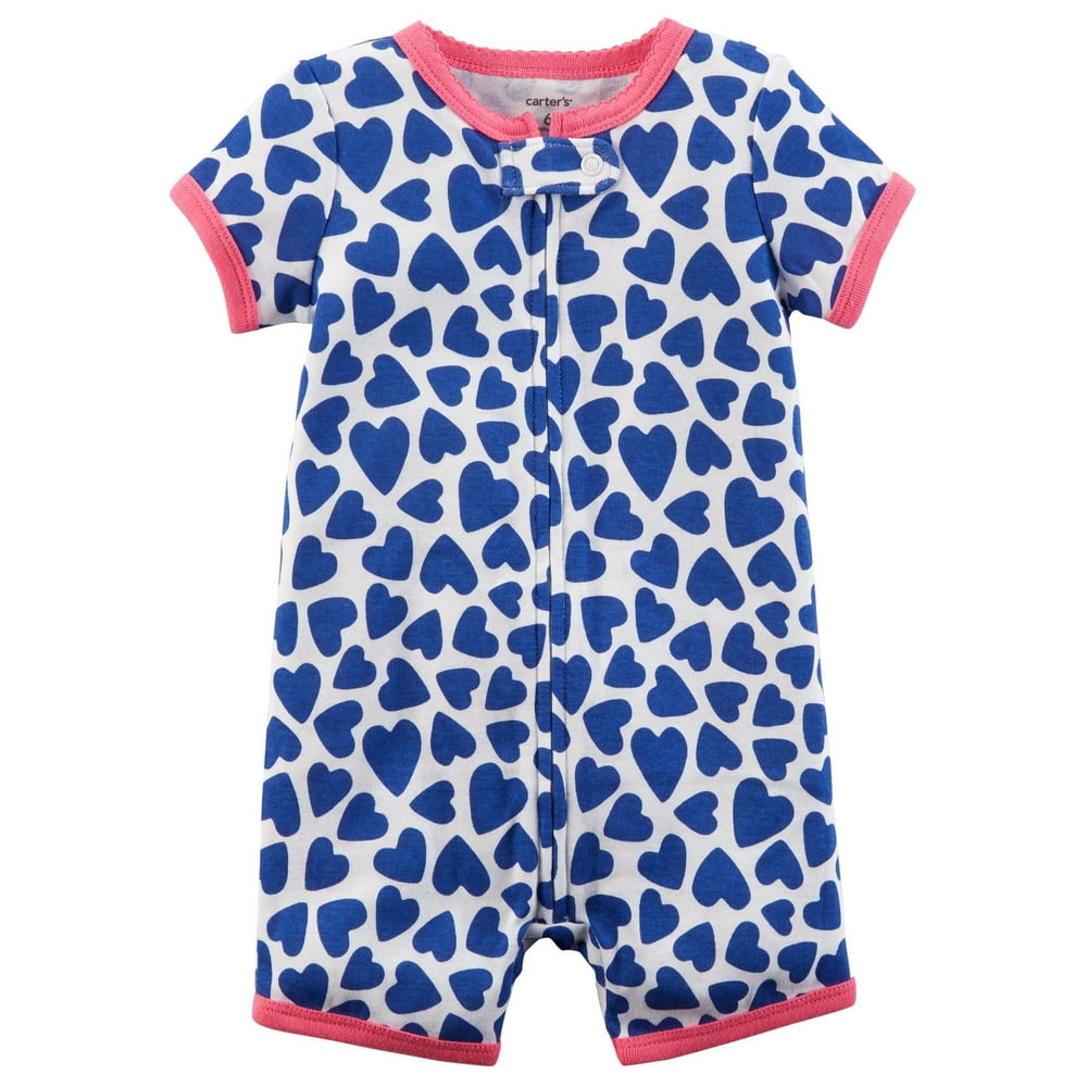 Carter's Carter's Baby Girls' Heart ZipUp Cotton PJ Romper, Newborn
