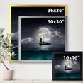 thumbnail image 4 of The Lake During Full Moon With Fisher Boat 30 in x 30 in Framed Photography Canvas Art Print, by Designart, 4 of 4