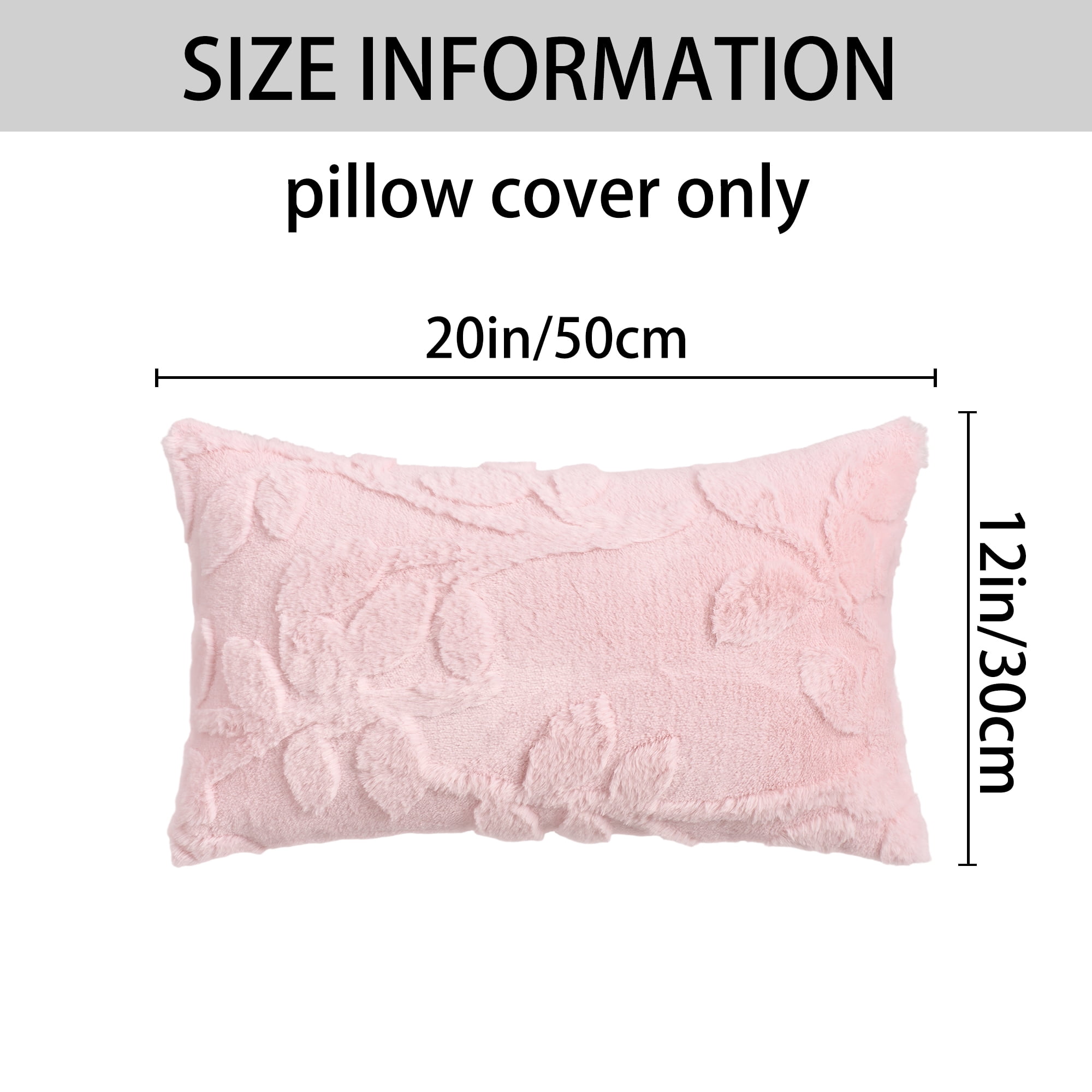 Unique Bargains Pack of 2 Leaf Jacquard Plush Pillow Covers for Bedroom 20" x 12" Pink