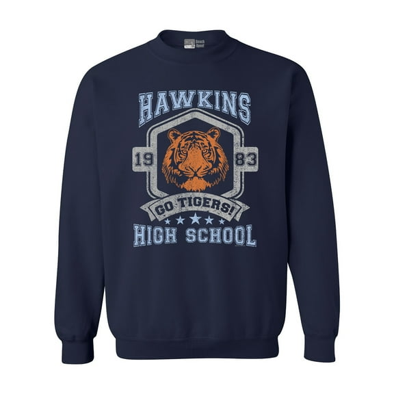 Hawkins Go Tigers High School 1983 AV Club Parody Funny DT Crewneck Sweatshirt