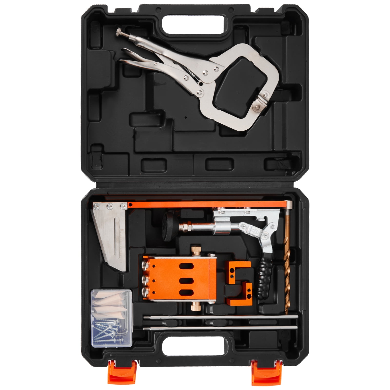 “1/2 to 1-1/2 Inch Adjustable Pocket Hole Jig Kit – Heavy-Duty Woodworking Tool Set with Toolcase, C-Clamp, Step Drill & Hex Wrench for DIY Furniture & Frame Assembly”