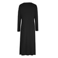 thumbnail image 6 of Cavosen Dresses for Women Long Sleeve Black Maxi Dress High Side Slit V-Neck Calf Length Long Dress Solid Casual Trendy Dress Flowy Party Dresses Vacation Fall Winter Clothes L, 6 of 6