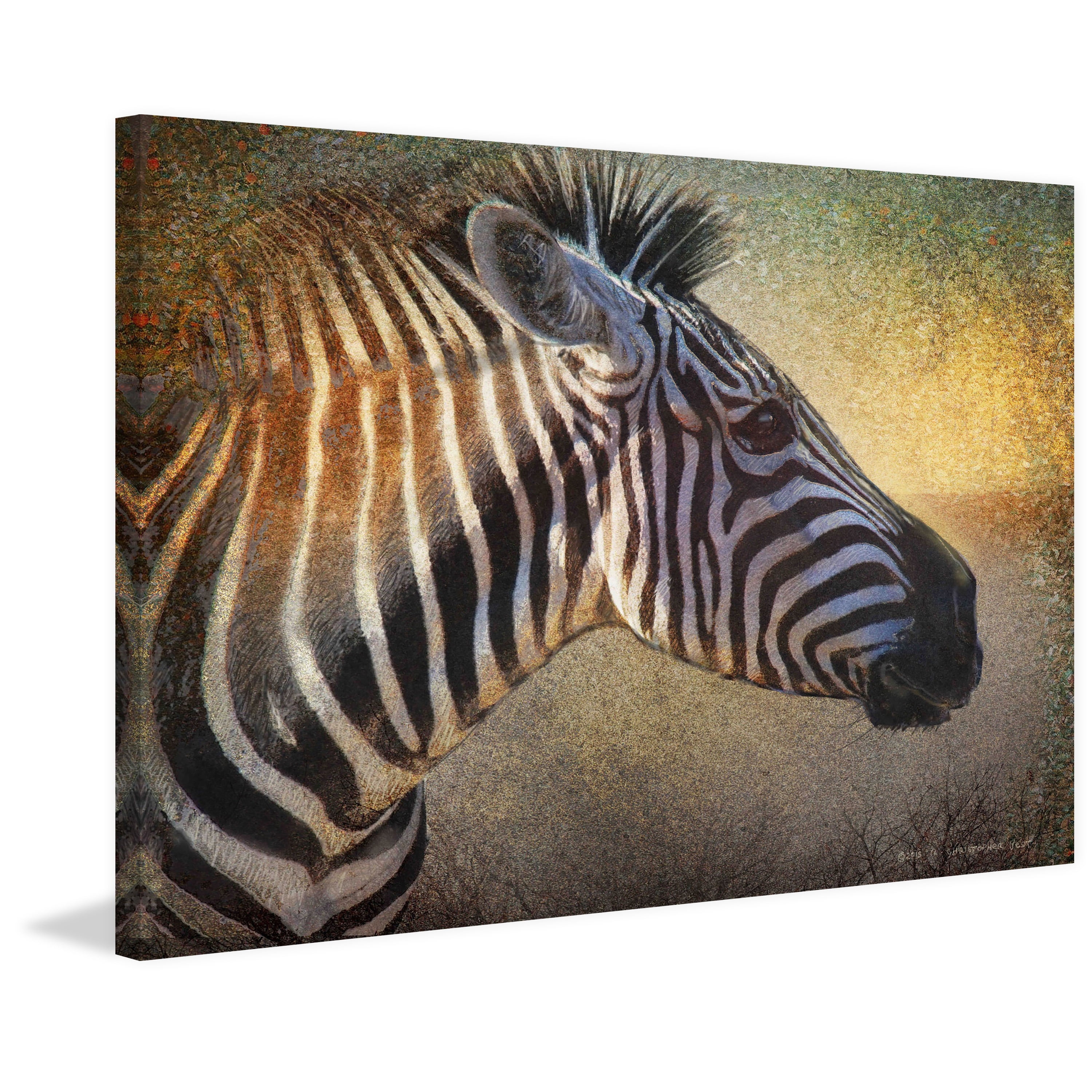 "Zebra Portrait" Painting Print on Wrapped Canvas