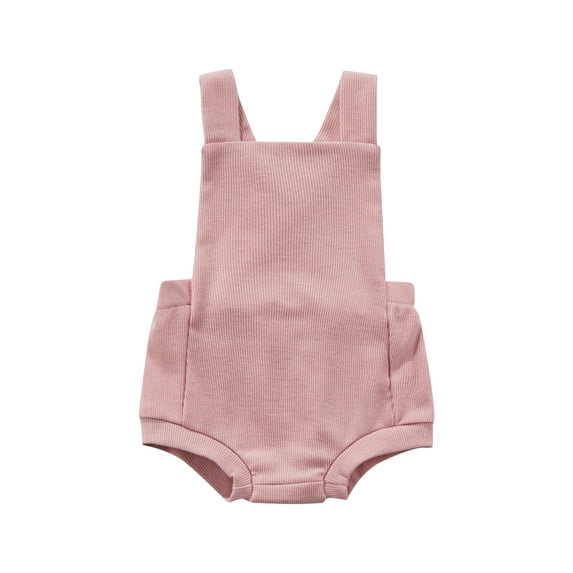 Qmyliery Baby Sleeveless Romper, Cute Solid Color Backless Strap Bodysuit Casual