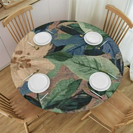 

Patifu Flowers Leaves Pattern Round Tablecloth 100% Polyester Fiber Waterproof Table Cover for Indoor and Outdoor Use - Stain-Resistant and Washable - Ideal for Restaurants Weddings Parties 38 -42