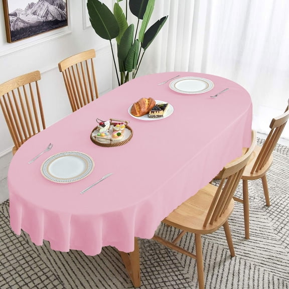 Namzi 155x215cm Oval Tablecloth Large Party Wedding Table Cover, Premium Polyester Decorative Tabletop Cover for Events Dining,Pink