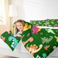 thumbnail image 4 of Feelyou Funny Cartoon Dino Full Size Comforter Sets for Kids, Cute Dinosaur Lover Bedding Comforter Set, Leaf Plant Botanical Reversible Bedding Sets, Microfiber Bedroom Decor, 3pcs, 4 of 8