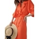 thumbnail image 3 of Txlixc, Kimono de manga corta para mujer, vestido camisero con cuello vuelto, vestido Midi con cinturón informal de trabajo de Color sólido para oficina y ocio Txlixc Moda, 3 of 9