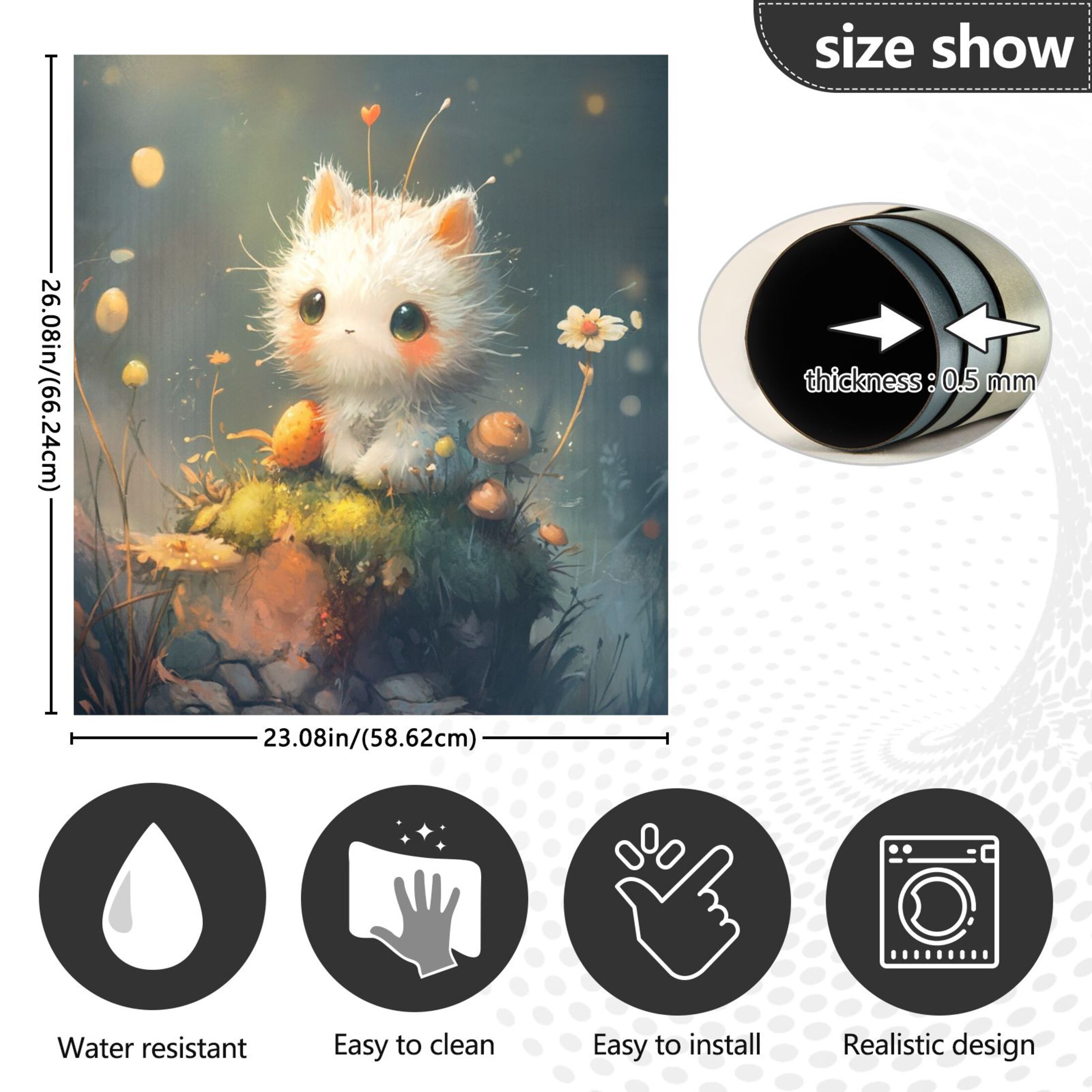 Dishwasher Magnetic Sticker 23x26 Inch Refrigerator Magnetic Sticker Washing Machine Magnetic Sticker Kitchen Panel Magnetic Sticker Home Decor Love White Cat