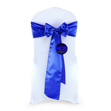 

MDS Pack of 10 satin Chair Sashes Bow for Wedding and Events Supplies Party -Royal Blue