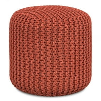 Simpli Home Wynne Pouf in Orange Polyester