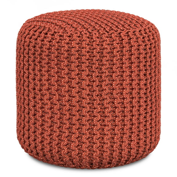 Simpli Home Wynne Pouf in Orange Polyester