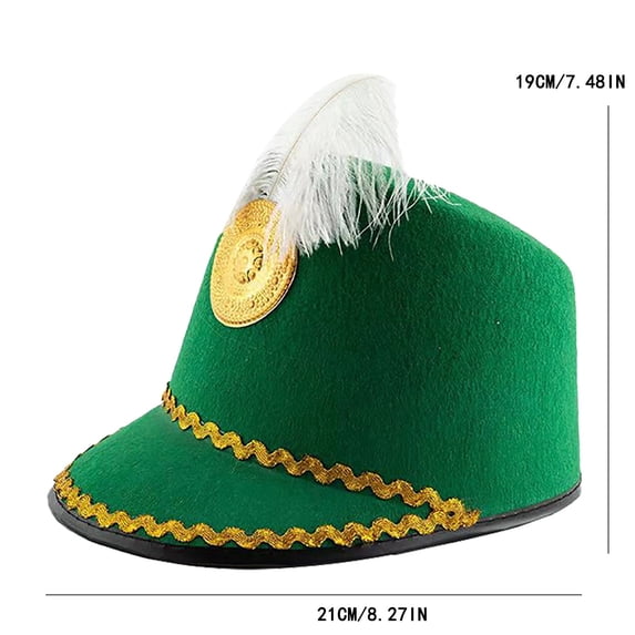 Funuony Cowboy Hat for Men Women Marching Band Hat with Feather Hat Toy Soldier Hats Costume Accessories for Theme Party Performance Decorations Knight Hat Retro Guard Hat Felt Blue One Size