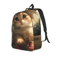 thumbnail image 1 of Disketp Cute Kitten Water Lilies print Canvas Backpack Lightweight Travel Daypack Student Rucksack Laptop Backpack-Medium, 1 of 5