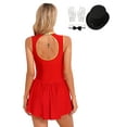 thumbnail image 4 of DPOIS Women's 4Pcs Circus Ringmaster Leotard Dress Outfit B Red S, 4 of 5