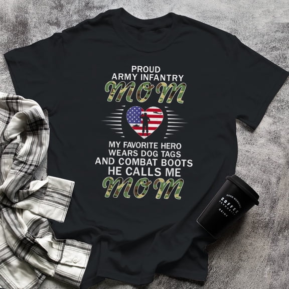 My Favorite Hero Wears Combat Boots-Proud Army Infantry Mom, Small, Black