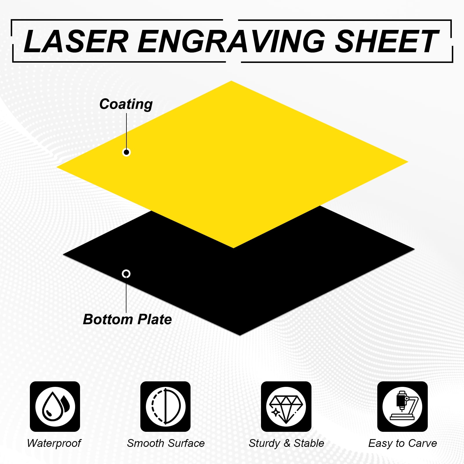 Uxcell 4Pcs Laser Engraving Sheet, 11.8x11.8" Double Color ABS Plastic Engraved Sheet Material for Plate Custom Craft Name Sign Badge Office Label DIY, Yellow/Black