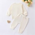 thumbnail image 4 of TOWED22 Baby Infant Toddler Girl 2 Piece Clothes Set Long Sleeve Round Neck Top and Joggers Outfits Clothing for Preschool(White,6-9 M), 4 of 6