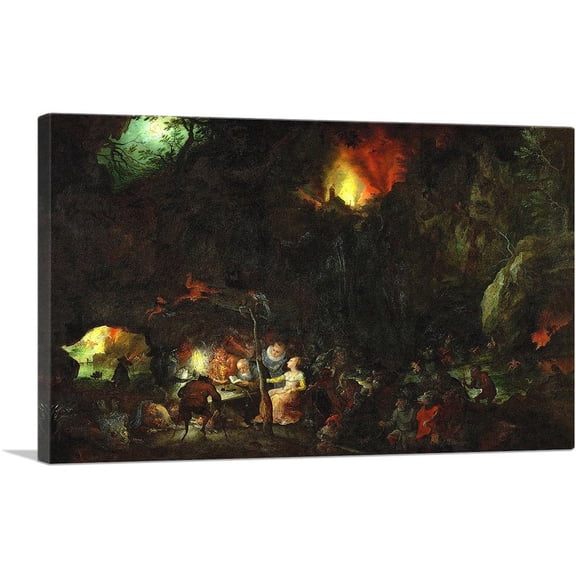 ARTCANVAS The Temptation Of Saint Anthony 1594 Canvas Art Print by Jan Brueghel The Elder - Size: 12" x 8" (0.75" Deep)