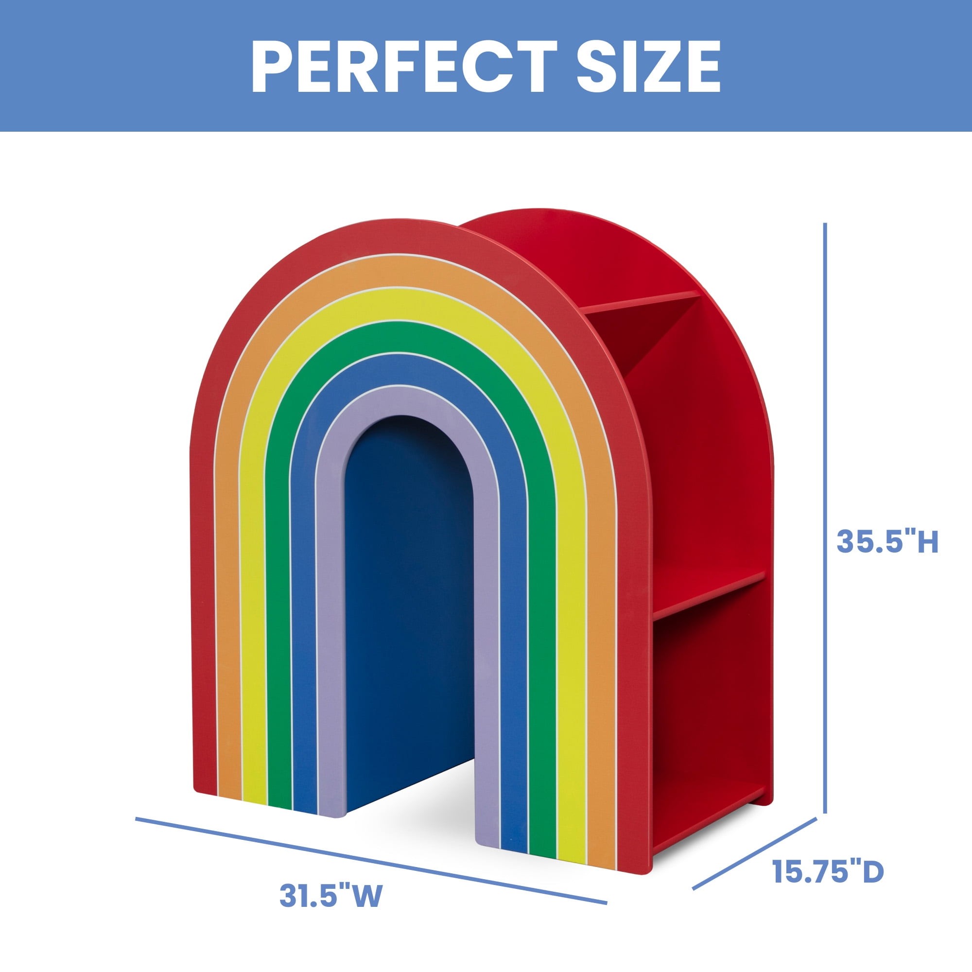 Delta Children Rainbow Bookcase – Greenguard Gold Certified, Multi