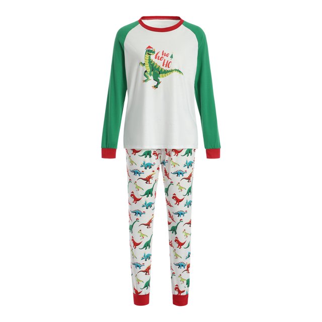 ITFABS Christmas Family Pajamas Set, Dinosaur Print Tops+Trousers/Romper