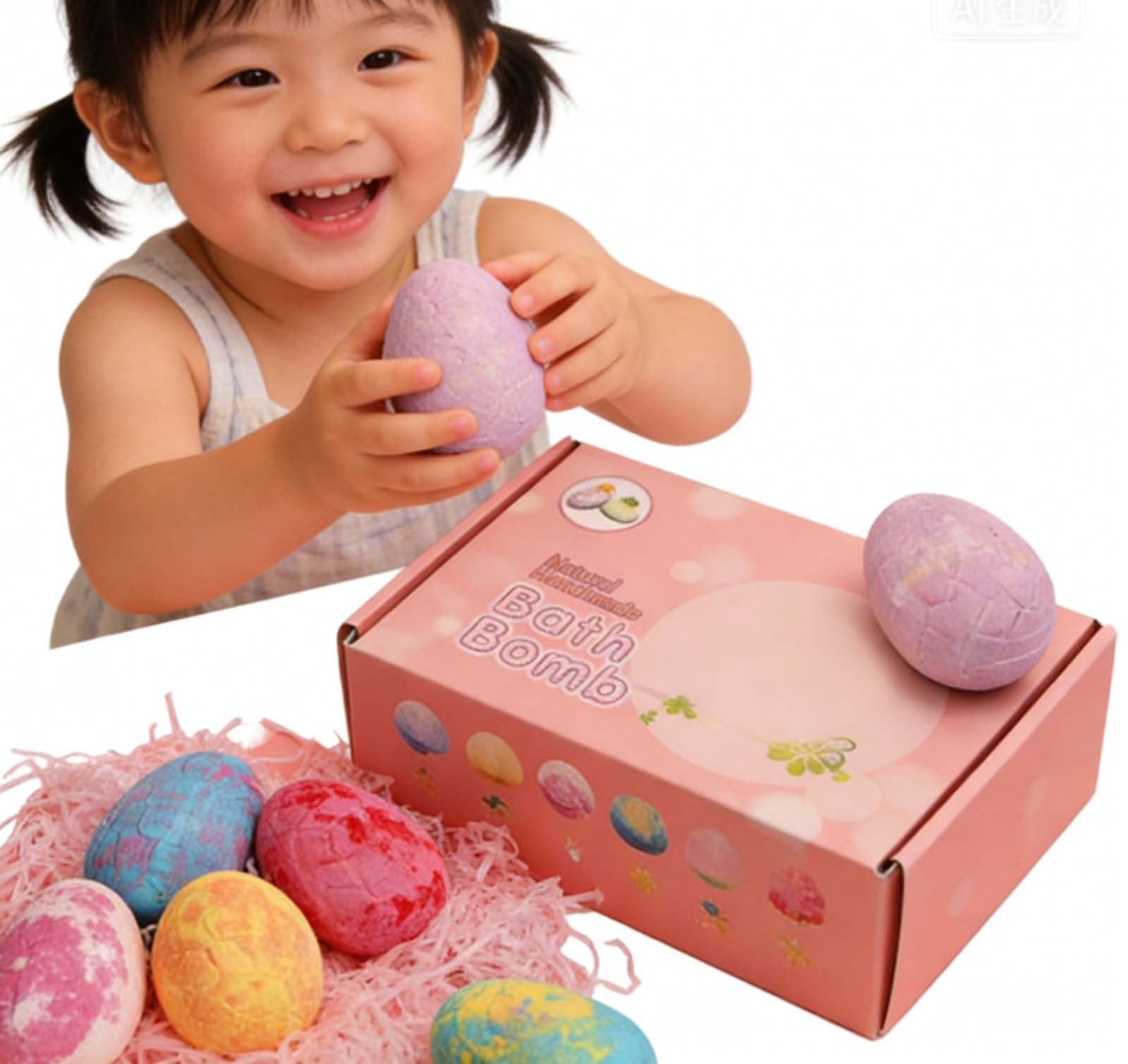 BUDAO00 Bath Bomb Gift Set with Surprise Inside, 6Pcs Colorful Handmade Kids Safe and Gentle Spa Bath Fizz Balls Kit, Birthday Christmas Gift