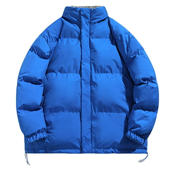 Levmjia Men's Reversible Jacket Double Sided Puffer Coat Thermal Fleece Lined Coat Stand Collar Zip Up Jacket Winter Sportswear Two Sided Wear Coat Solid Color Outerwear M-3XL