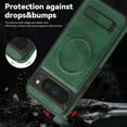 thumbnail image 5 of Dteck Magnetic Case for Google Pixel 9 Pro XL, Compatible with MagSafe, PU Leather TPU Bumper Shockproof Protective Cover with Kickstand,Darkgreen, 5 of 6
