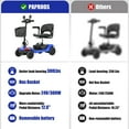 thumbnail image 6 of Paproos Mobility Scooter, 300W Mobility Scooters for Seniors, Electric Wheelchair, Compact All Terrain Motorized Mobility Scooters for Travel, Removable Battery, Basket, Blue, 6 of 13